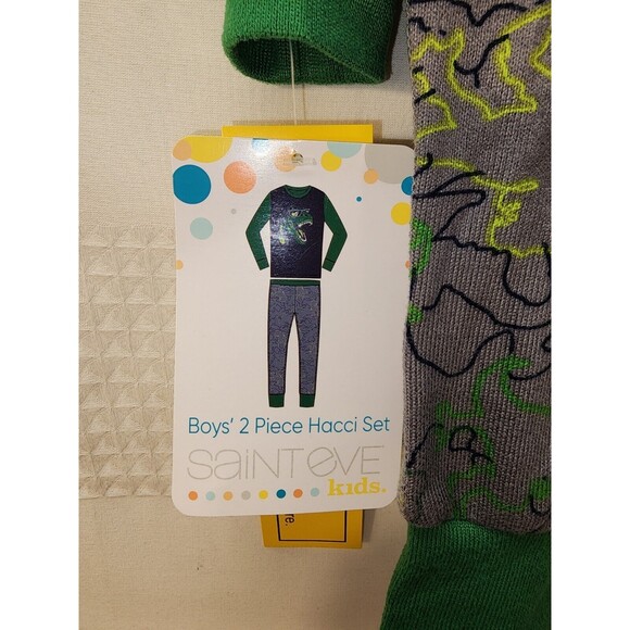 Saint Eve Pajama Set Boys Size 4 Dinosaurs Long Sleeve Lightweight - Picture 5 of 6
